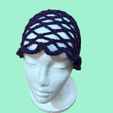 Handcrafted Crochet Mesh Hat – Adult Size (Deep Purple)