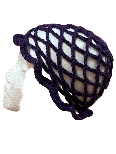 Handcrafted Crochet Mesh Hat – Adult Size (Deep Purple)