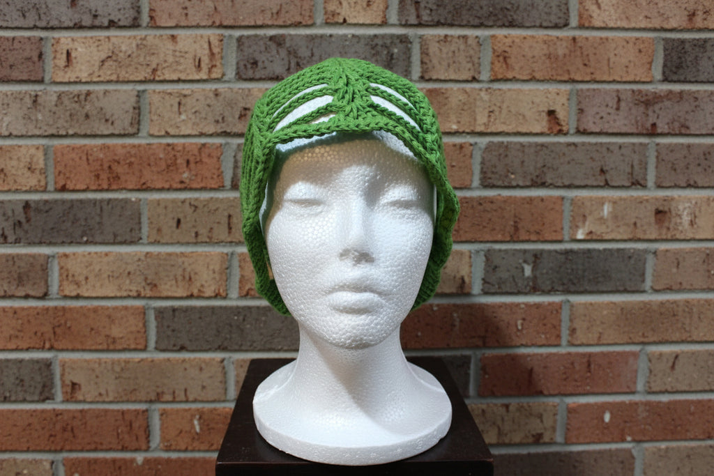 Handcrafted Crochet Open-Weave Hat – Adult Size (Green)