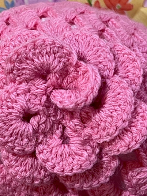 Handcrafted Crochet Flower Hat – Adult Size (Pink)